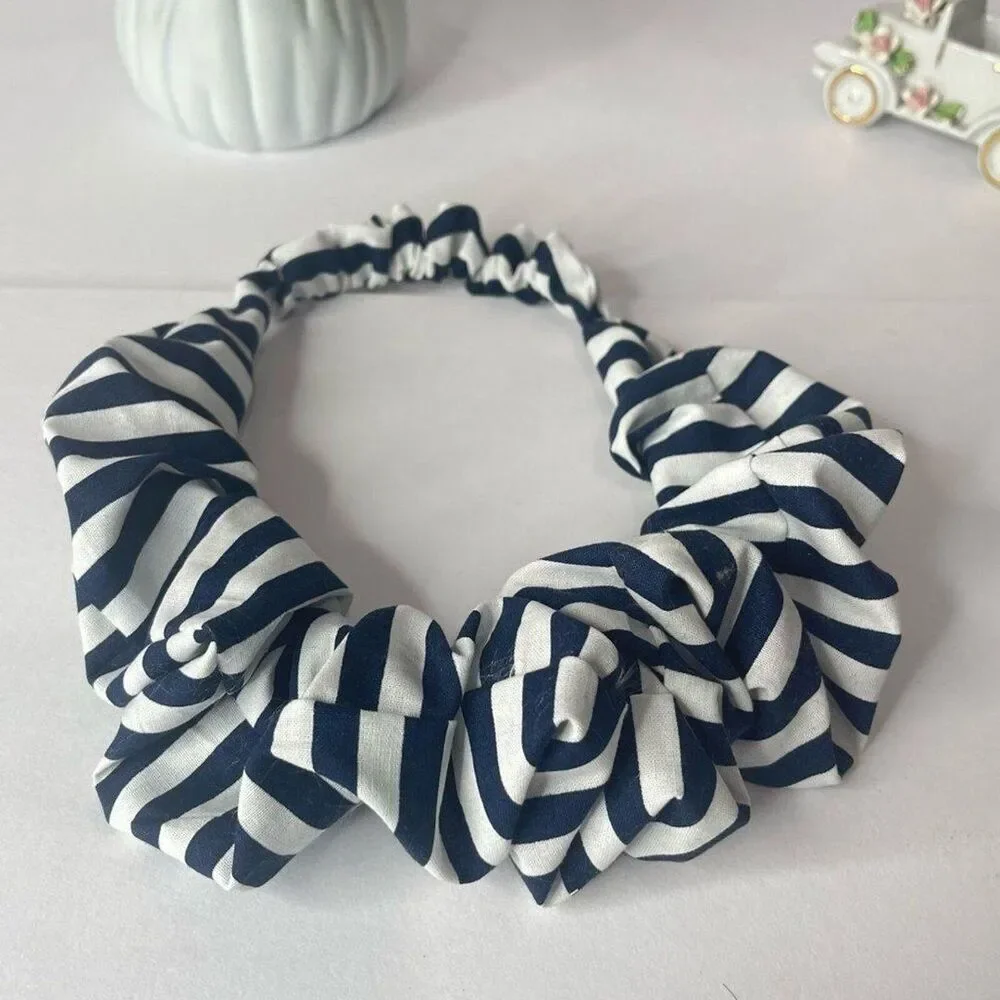 Headband wrap scrunched Women striped elastic